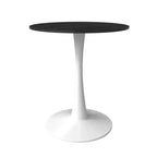 Table de salle à manger ronde LeisureMod Bristol 27 - Table de café d'appoint avec plateau en pierre frittée et base robuste en acier blanc pour cuisine et petits espaces