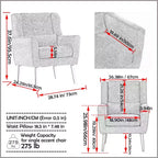 Chaises d'appoint Okak pour chambre à coucher, chaise d'appoint moderne du milieu du siècle, chaises en tissu peluche confortables, fauteuils de lecture, fauteuil de salon