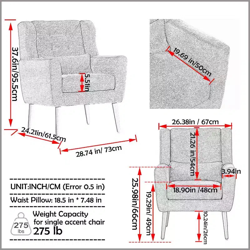 Chaises d'appoint Okak pour chambre à coucher, chaise d'appoint moderne du milieu du siècle, chaises en tissu peluche confortables, fauteuils de lecture, fauteuil de salon