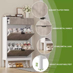 Meuble de rangement pour chaussures Acekool avec 2 tiroirs basculants et un petit tiroir, meuble d'entrée fin avec portes cannelées