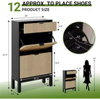 Meuble de rangement pour chaussures Acekool avec 2 tiroirs basculants et un petit tiroir, meuble d'entrée fin avec portes cannelées