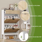 Meuble de rangement pour chaussures Acekool avec 2 tiroirs basculants et un petit tiroir, meuble d'entrée fin avec portes cannelées