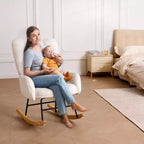 VEVOR Fauteuil à Bascule de Crèche, Fauteuil à Bascule avec Assise Douce et Dossier Haut, Tissu Teddy Capacité de Poids de 113 kg, Blanc Ivoire