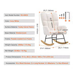 VEVOR Fauteuil à Bascule de Crèche, Fauteuil à Bascule avec Assise Douce et Dossier Haut, Tissu Teddy Capacité de Poids de 113 kg, Blanc Ivoire