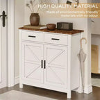 Meuble de rangement de cuisine blanc, buffet de ferme moderne avec rangement, bar à café avec 2 tiroirs et 2 portes