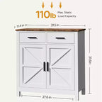 Meuble de rangement de cuisine blanc, buffet de ferme moderne avec rangement, bar à café avec 2 tiroirs et 2 portes