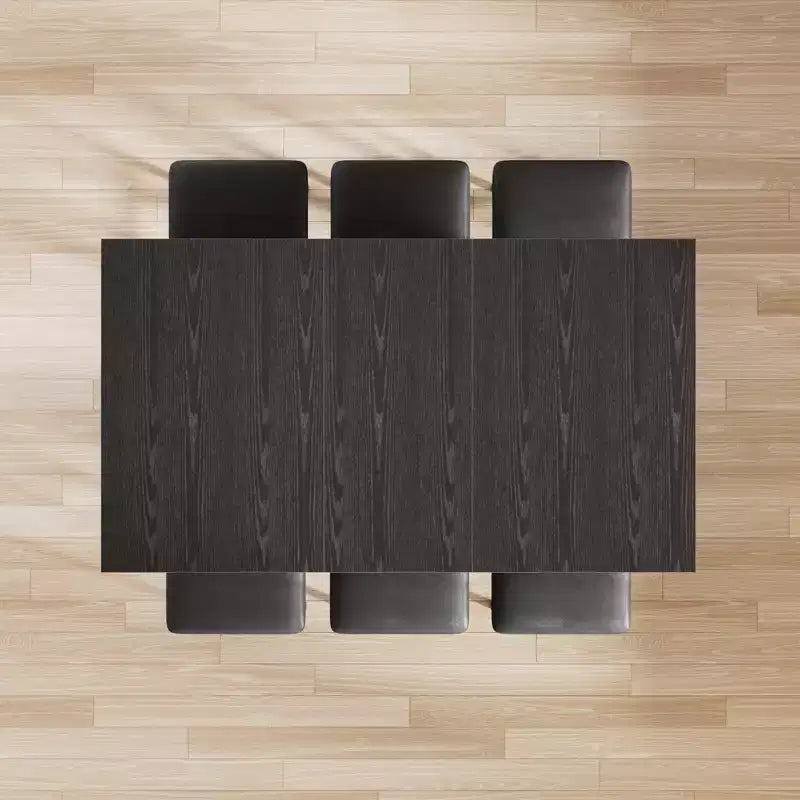 Ensemble de table à manger 7 pièces VECELO avec 6 tabourets, table de cuisine extensible de 160 cm avec cadre en métal, petits espaces, noir