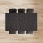 Ensemble de table à manger 7 pièces VECELO avec 6 tabourets, table de cuisine extensible de 160 cm avec cadre en métal, petits espaces, noir
