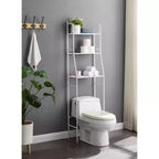 Étagère de rangement gain de place de salle de bain 3 niveaux au-dessus des toilettes 65 po, blanche