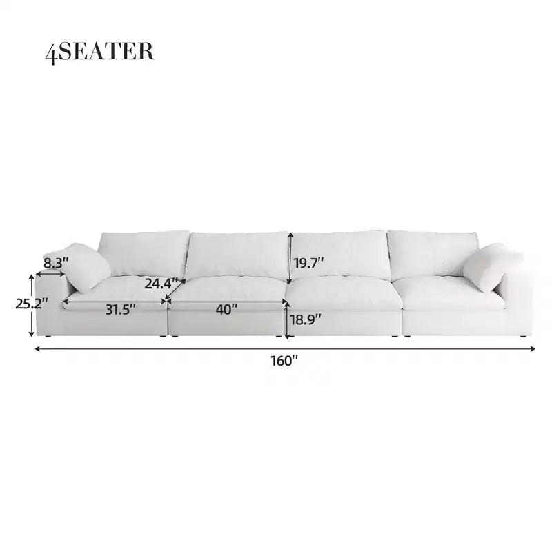 Canapé Modulaire Cloud avec Coussin Épais 160, Canapé Convertible à Assise Profonde (4 Places)
