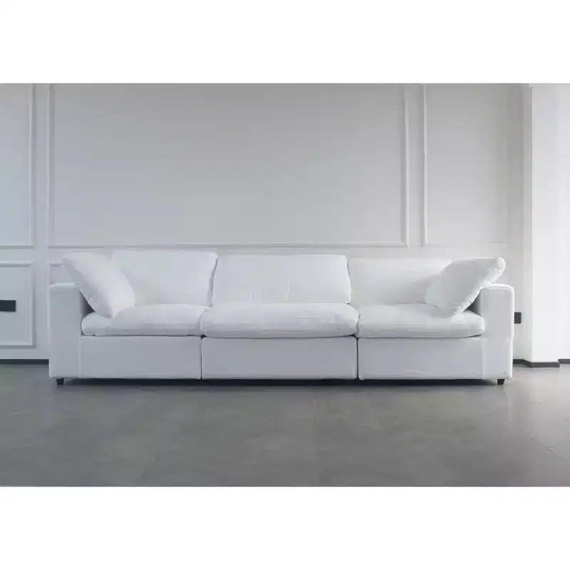 Canapé sectionnel modulaire surdimensionné Cloud, canapé 3 places rembourré en plumes de 120 cm pour salon, canapés minimalistes à assise large et profonde