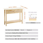 Console en rotin VEVOR avec 2 tiroirs de rangement, table d'entrée en rotin avec porte coulissante en rotin naturel, table de console/canapé, naturel