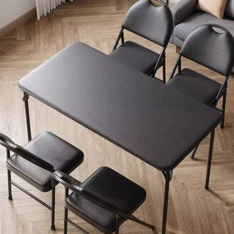 Table pliante portable Acekool 1,2 m avec surface en cuir PU, cadre métallique et support robuste, légère et compacte pour les repas, le bureau, l'extérieur