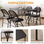 Table pliante portable Acekool 1,2 m avec surface en cuir PU, cadre métallique et support robuste, légère et compacte pour les repas, le bureau, l'extérieur