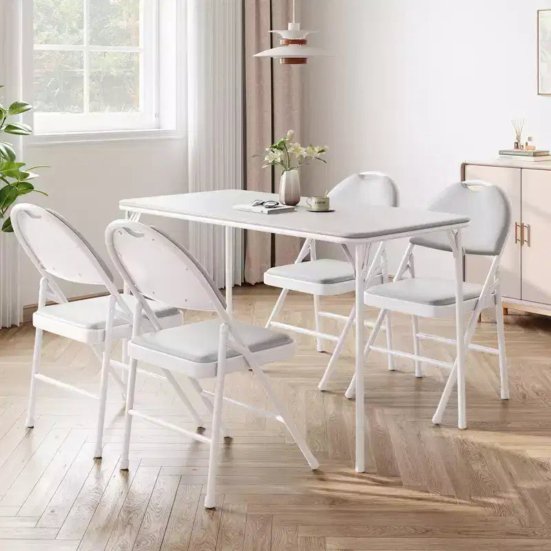 Table pliante portable Acekool 1,2 m avec surface en cuir PU, cadre métallique et support robuste, légère et compacte pour les repas, le bureau, l'extérieur