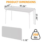 Table pliante portable Acekool 1,2 m avec surface en cuir PU, cadre métallique et support robuste, légère et compacte pour les repas, le bureau, l'extérieur