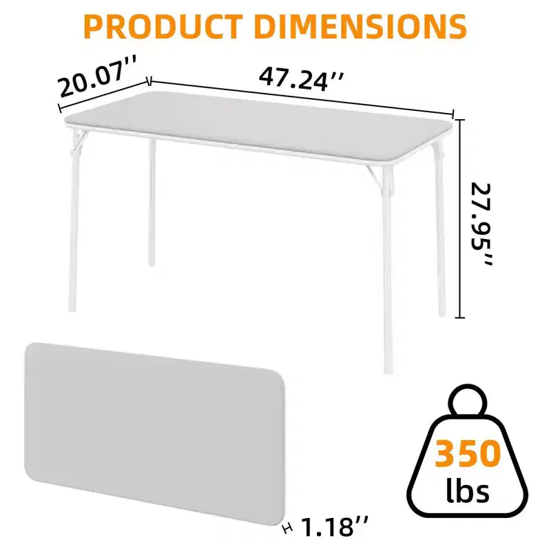 Table pliante portable Acekool 1,2 m avec surface en cuir PU, cadre métallique et support robuste, légère et compacte pour les repas, le bureau, l'extérieur