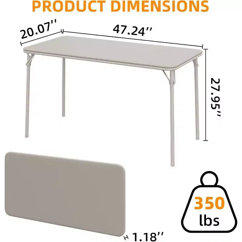 Table pliante portable Acekool 1,2 m avec surface en cuir PU, cadre métallique et support robuste, légère et compacte pour les repas, le bureau, l'extérieur