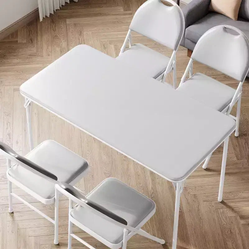 Table pliante portable Acekool 1,2 m avec surface en cuir PU, cadre métallique et support robuste, légère et compacte pour les repas, le bureau, l'extérieur