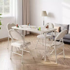 Table pliante portable Acekool 1,2 m avec surface en cuir PU, cadre métallique et support robuste, légère et compacte pour les repas, le bureau, l'extérieur