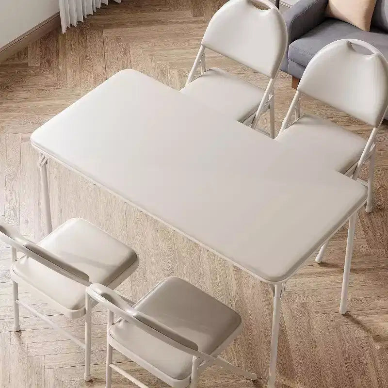 Table pliante portable Acekool 1,2 m avec surface en cuir PU, cadre métallique et support robuste, légère et compacte pour les repas, le bureau, l'extérieur