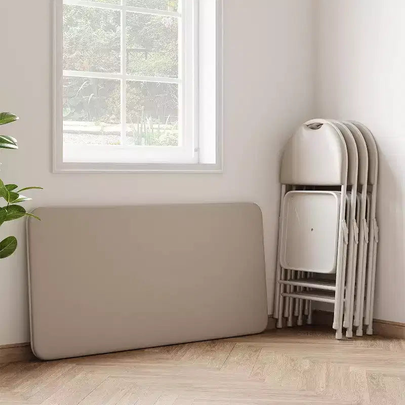 Table pliante portable Acekool 1,2 m avec surface en cuir PU, cadre métallique et support robuste, légère et compacte pour les repas, le bureau, l'extérieur