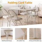Table pliante portable Acekool 1,2 m avec surface en cuir PU, cadre métallique et support robuste, légère et compacte pour les repas, le bureau, l'extérieur