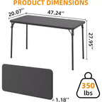 Table pliante portable Acekool 1,2 m avec surface en cuir PU, cadre métallique et support robuste, légère et compacte pour les repas, le bureau, l'extérieur
