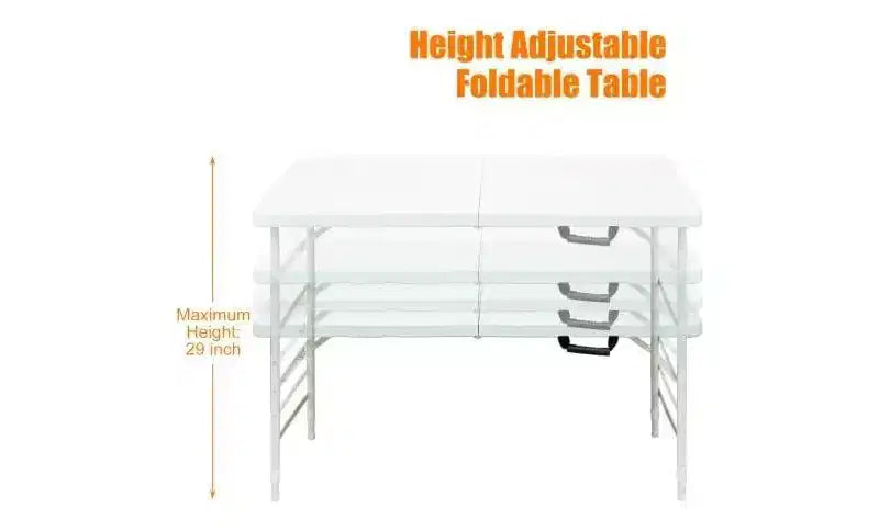 Acekool Table Pliante 122 cm avec Poignée, Table en Plastique Portable Robuste de 136 kg de Capacité, Étanche, Pieds Antidérapants, Rangement Facile