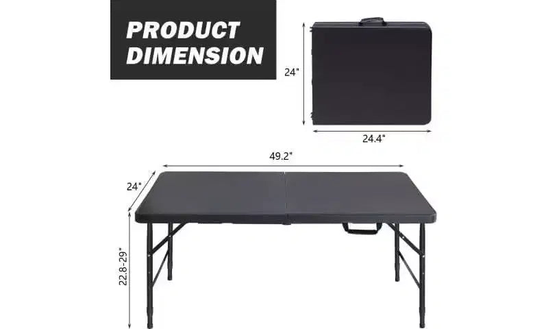 Acekool Table Pliante 122 cm avec Poignée, Table en Plastique Portable Robuste de 136 kg de Capacité, Étanche, Pieds Antidérapants, Rangement Facile