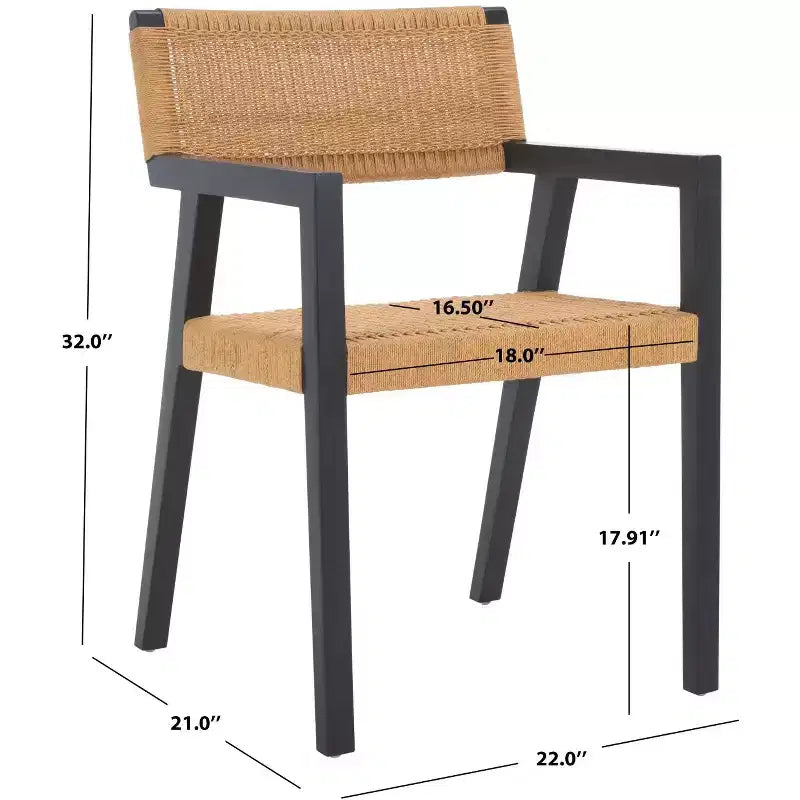 Chaise de salle à manger en corde tressée Jolene - DCH1015 - Noir/Naturel - Safavieh