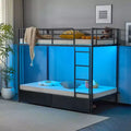 Karl Home Black Metal Twin Over Twin Bunk Bed with 2 Drawers and Charging Station