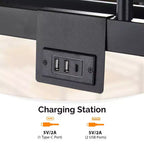 Lit superposé Karl Home noir en métal double sur double avec 2 tiroirs et station de charge