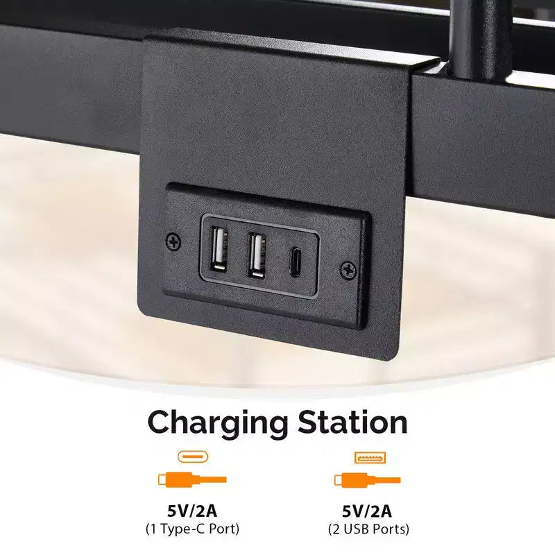Lit superposé Karl Home noir en métal double sur double avec 2 tiroirs et station de charge