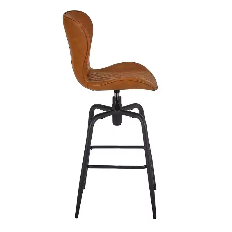 VECELO Tabouret de Bar en Similicuir Hauteur Comptoir avec Pieds en Métal et Repose-Pieds, Marron