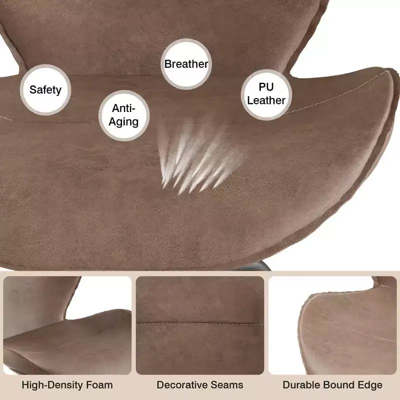 VECELO Tabouret de Bar en Similicuir Hauteur Comptoir avec Pieds en Métal et Repose-Pieds, Marron