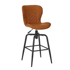 VECELO Tabouret de Bar en Similicuir Hauteur Comptoir avec Pieds en Métal et Repose-Pieds, Marron