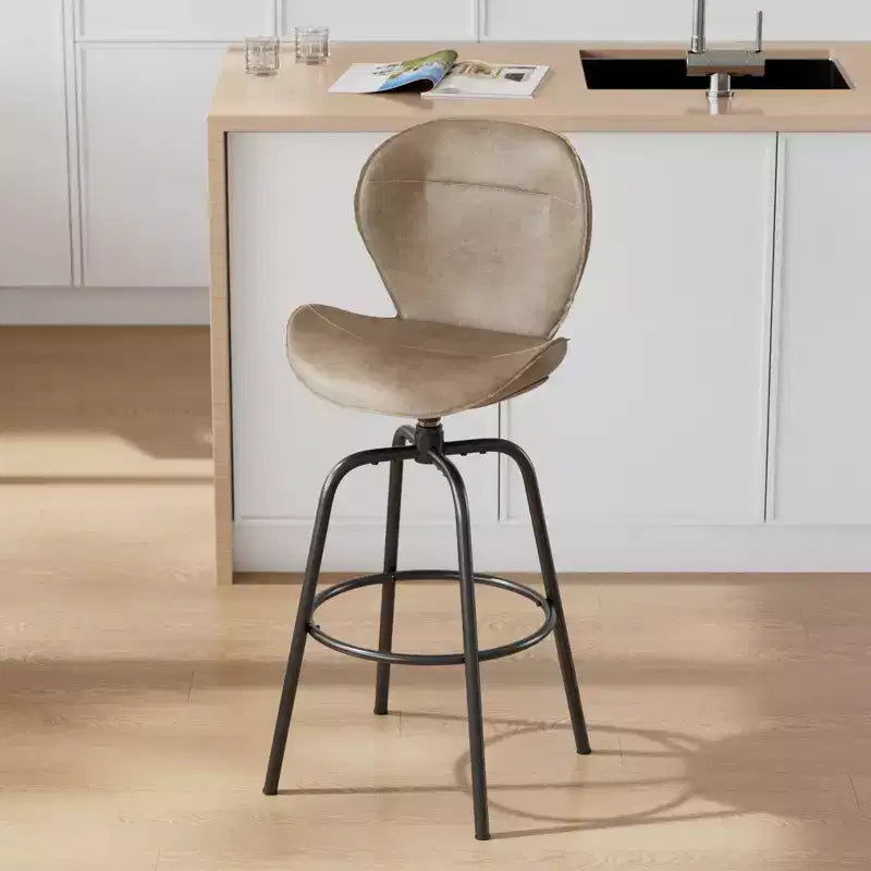 VECELO Tabouret de Bar en Similicuir Hauteur Comptoir avec Pieds en Métal et Repose-Pieds, Marron
