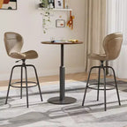 VECELO Tabouret de Bar en Similicuir Hauteur Comptoir avec Pieds en Métal et Repose-Pieds, Marron