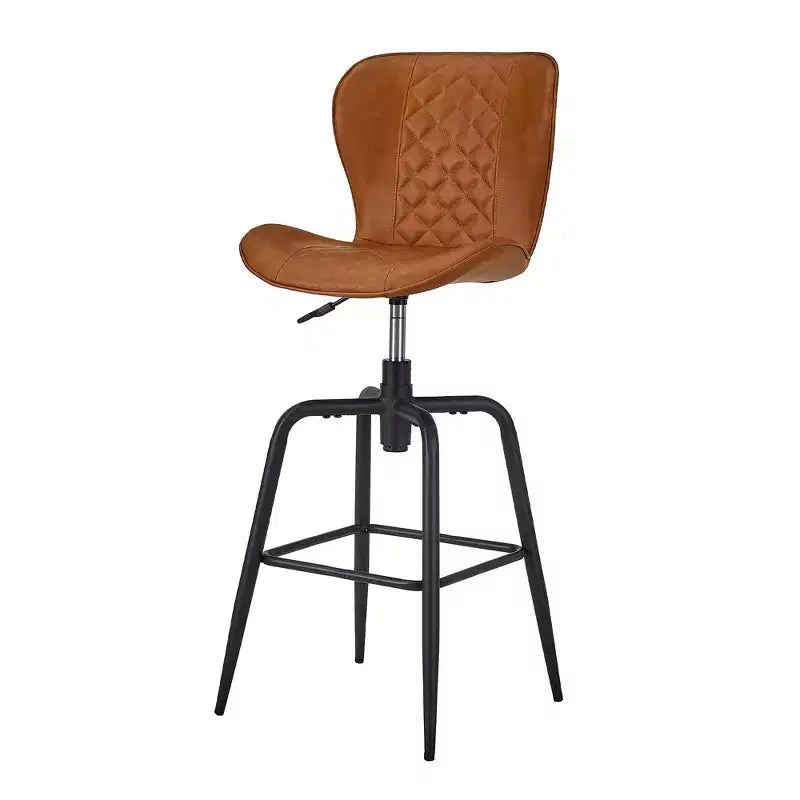 VECELO Tabouret de Bar en Similicuir Hauteur Comptoir avec Pieds en Métal et Repose-Pieds, Marron
