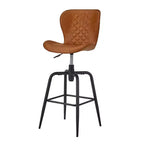VECELO Tabouret de Bar en Similicuir Hauteur Comptoir avec Pieds en Métal et Repose-Pieds, Marron