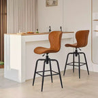 VECELO Tabouret de Bar en Similicuir Hauteur Comptoir avec Pieds en Métal et Repose-Pieds, Marron