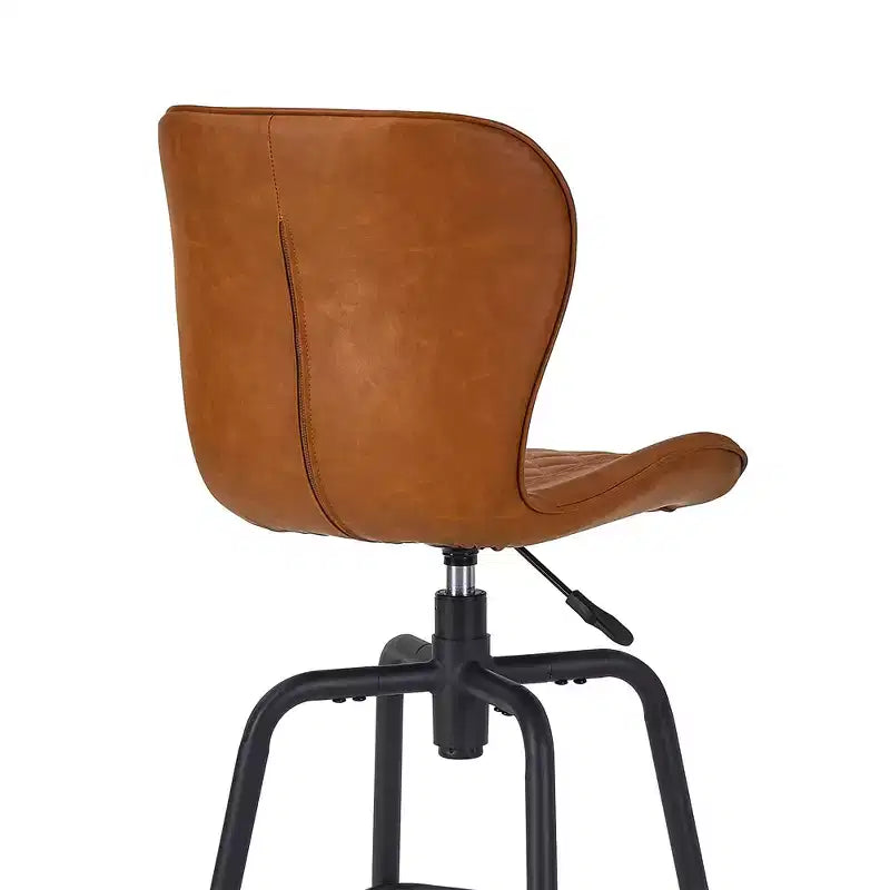 VECELO Tabouret de Bar en Similicuir Hauteur Comptoir avec Pieds en Métal et Repose-Pieds, Marron