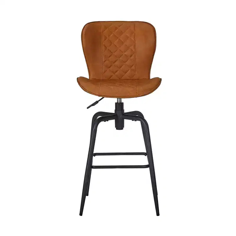 VECELO Tabouret de Bar en Similicuir Hauteur Comptoir avec Pieds en Métal et Repose-Pieds, Marron