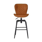 VECELO Tabouret de Bar en Similicuir Hauteur Comptoir avec Pieds en Métal et Repose-Pieds, Marron