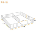 Cadre de lit double Okak avec barrières de sécurité, sans porte, lit au sol moderne pour chambre de tout-petits/enfants