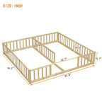 Cadre de lit double Okak avec barrières de sécurité, sans porte, lit au sol moderne pour chambre de tout-petits/enfants