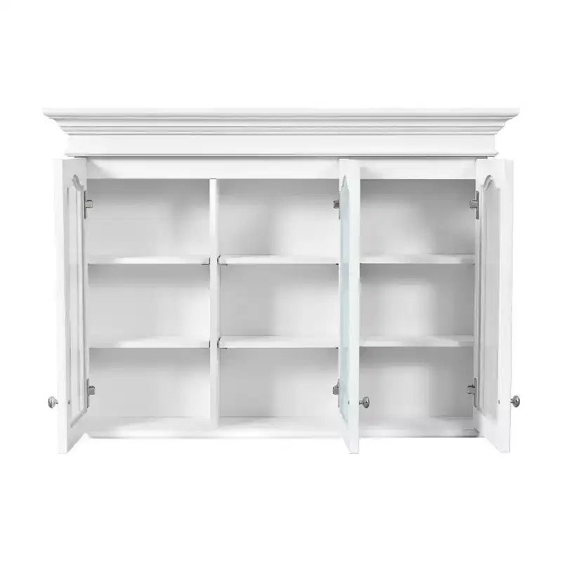 Armoire à pharmacie 40W avec miroir, meuble de rangement de salle de bain avec étagères réglables et portes vitrées, armoire miroir murale, blanc - ModernLuxe