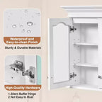 Armoire à pharmacie 40W avec miroir, meuble de rangement de salle de bain avec étagères réglables et portes vitrées, armoire miroir murale, blanc - ModernLuxe