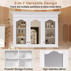 Armoire à pharmacie 40W avec miroir, meuble de rangement de salle de bain avec étagères réglables et portes vitrées, armoire miroir murale, blanc - ModernLuxe